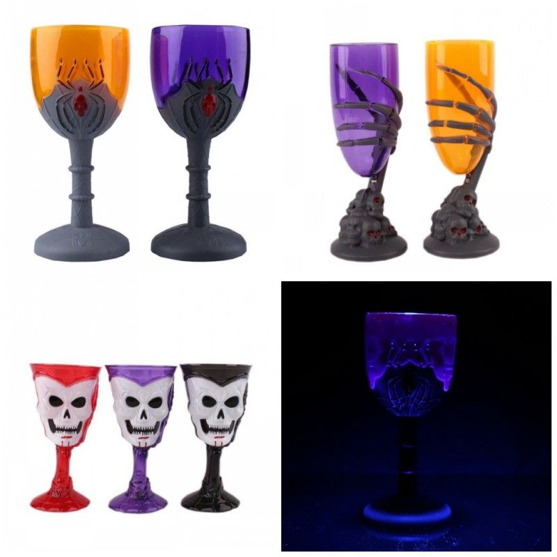 2019 Plastic Standing Wine Glasses Tumbler Ghost Claws Skull Spider 2019 Plastic Standing Wine Glasses Tumbler Ghost Claws Skull Spider Cups Party Goblet Luminous Light Up For Bar Decorations 5mx Bz From Sd002
