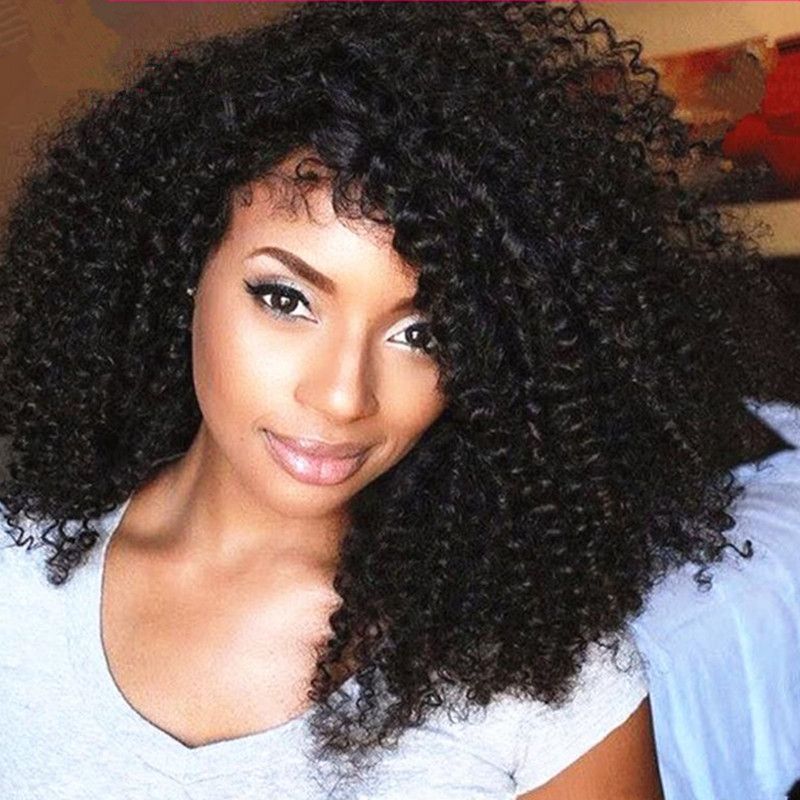 Afro Curly Srt Human Hair Wigs Kinky Curly Glueless Full Lace ...
