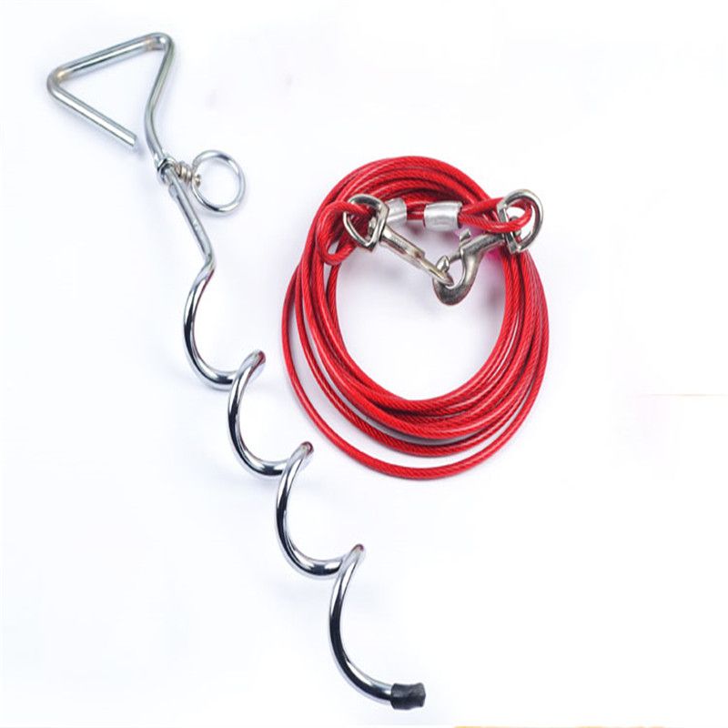 4.5M Steel Wire Dog Leash with Dog Stake with Ground Screw Pet Stake