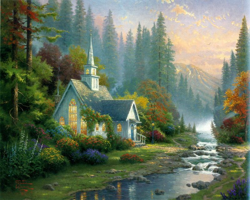 thomas kinkade landscape oil