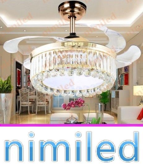 Best Nimi886 42 Led Lights Ceiling Fan Light Invisible Acrylic Best Nimi886 42 Led Lights Ceiling Fan Light Invisible Acrylic Blades Crystal Frequency Restaurant Bedroom Living Room Pendant Lamp Chandelier Under 487 44