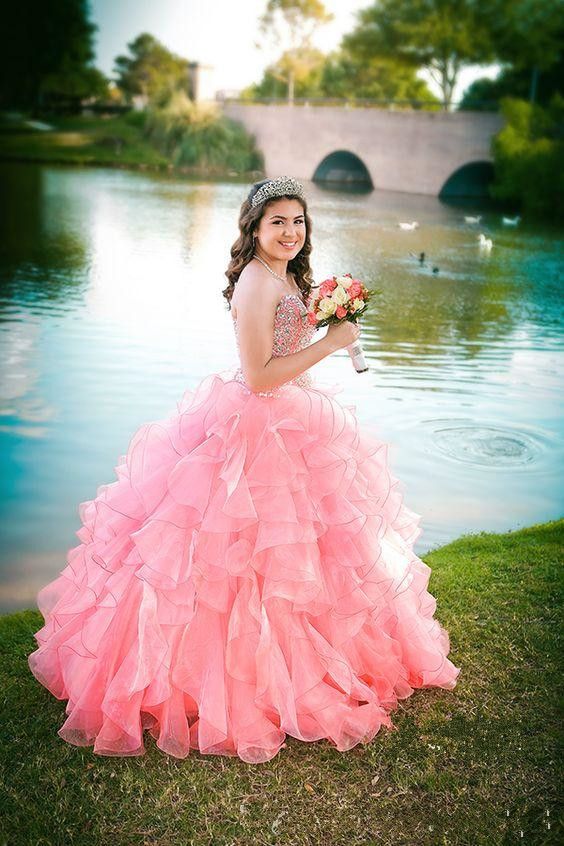 Compra Vestido De Bola De Organza Rosa Azul Vestidos De Quinceañera Nuevo  Vestido De Novia Con Cuentas De Lentejuelas Con Volantes A Largo Junior  Sweet 16 Vestido De Fiesta De Graduación Vestido
