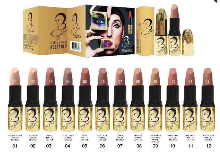 livraison gratuite Meilleures ventes premier maquillage MAQUILLAGE Nouveau Lasting Matte Red Lipstick douze couleurs différentes nom anglais cadeau
