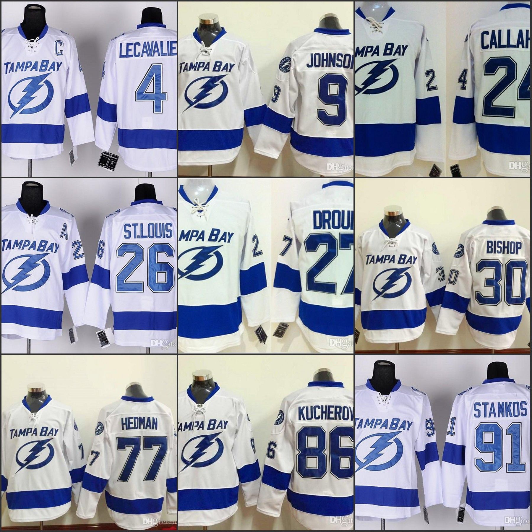 Tampa Bay Lightning Mens White Jersey 91 Steven Stamkos 27 Jonathan