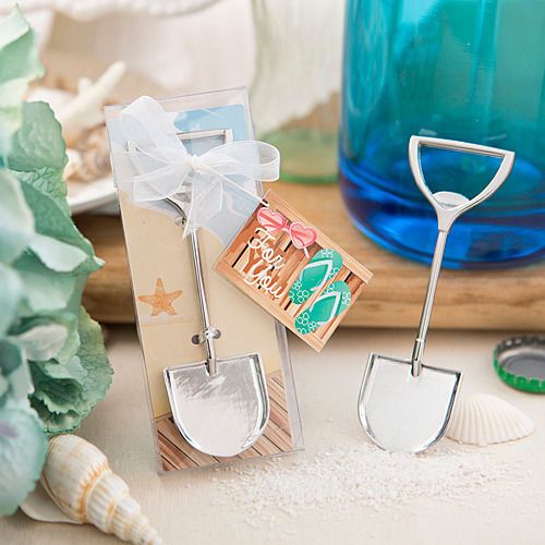 event party favors sand shovel beach theme metal beer bottle opener