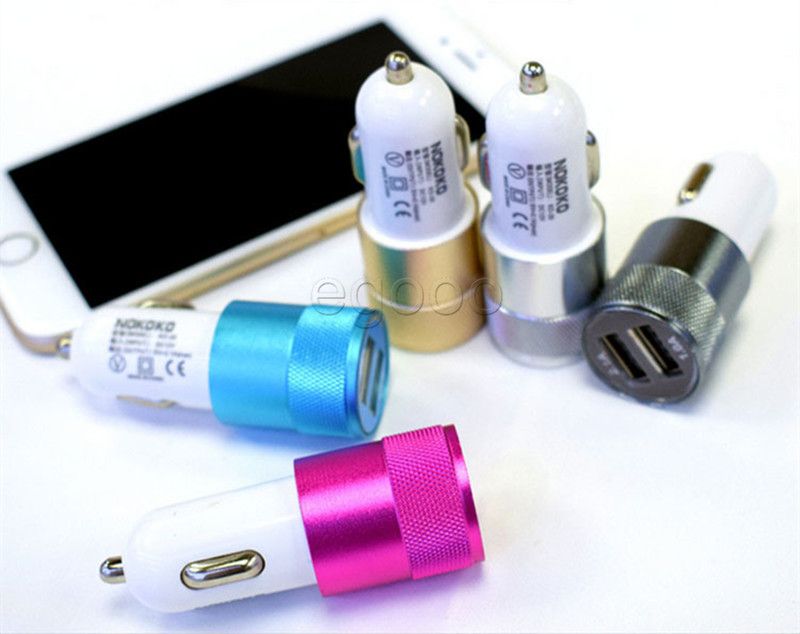 Universal Melhor Metal Dupla Porta USB Car Charger 12 Volts / 1 ~ 2 Amp para Samsung HTC LG HUAWEI Nokia