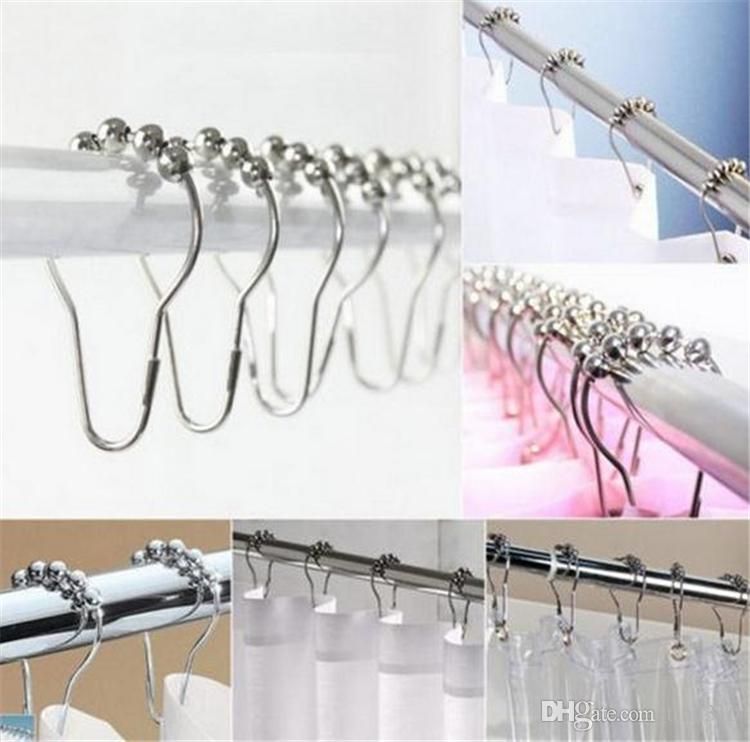 New Shower Curtain Rings Hooks Stainless Steel Bathroom Clip Easy Glide Polished 2997