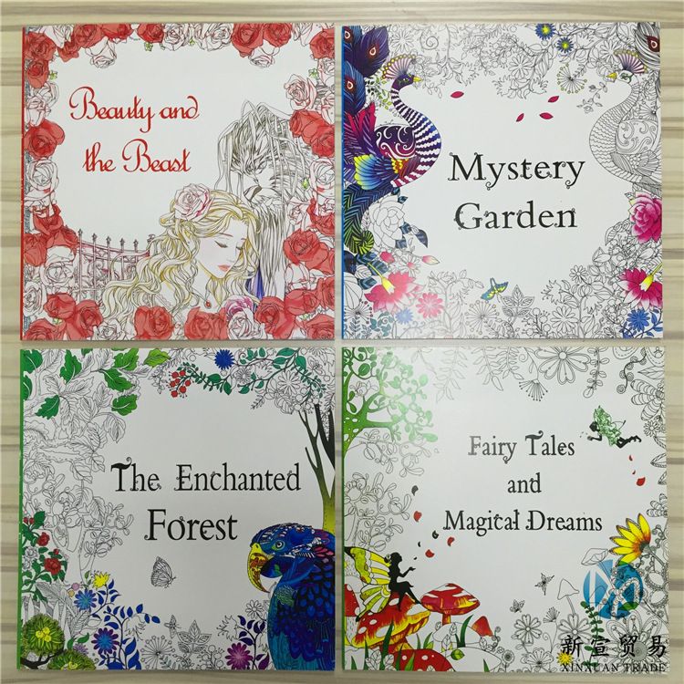 2016 Hottest 48 Pages Drawing Coloring Books Enchanted Forest Fairy Tales Mystery Garden Beauty And The Beast Childrens Colouring Book