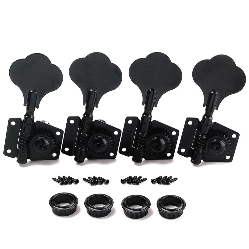 2019 4R Bass Guitar Machine Heads Tuners Open Geared Black Tuning Pegs