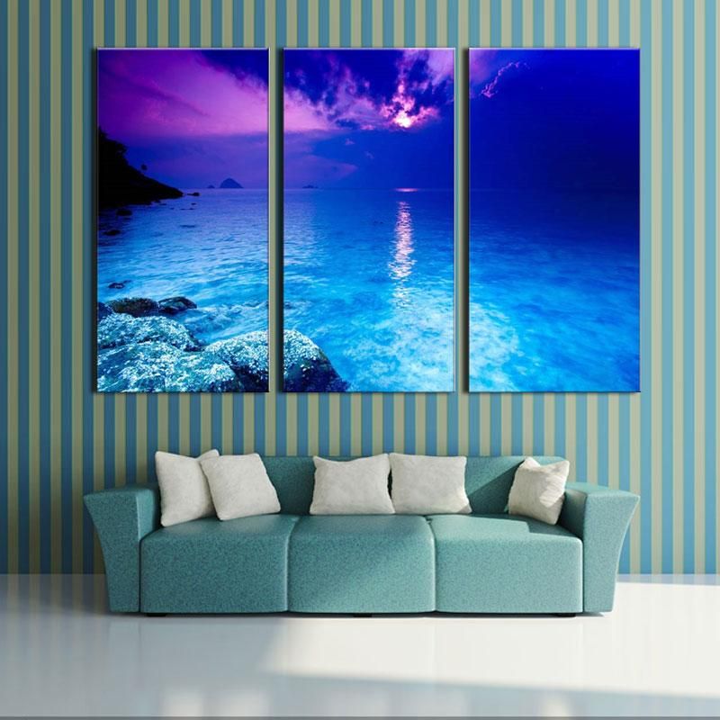 3 Picture Combination Canvas Wall Art Fantasy Purple Sunset Beach 3 Picture Combination Canvas Wall Art Fantasy Purple Sunset Beach Painting The Print On Landscape For Home Decor Uk 2019 From