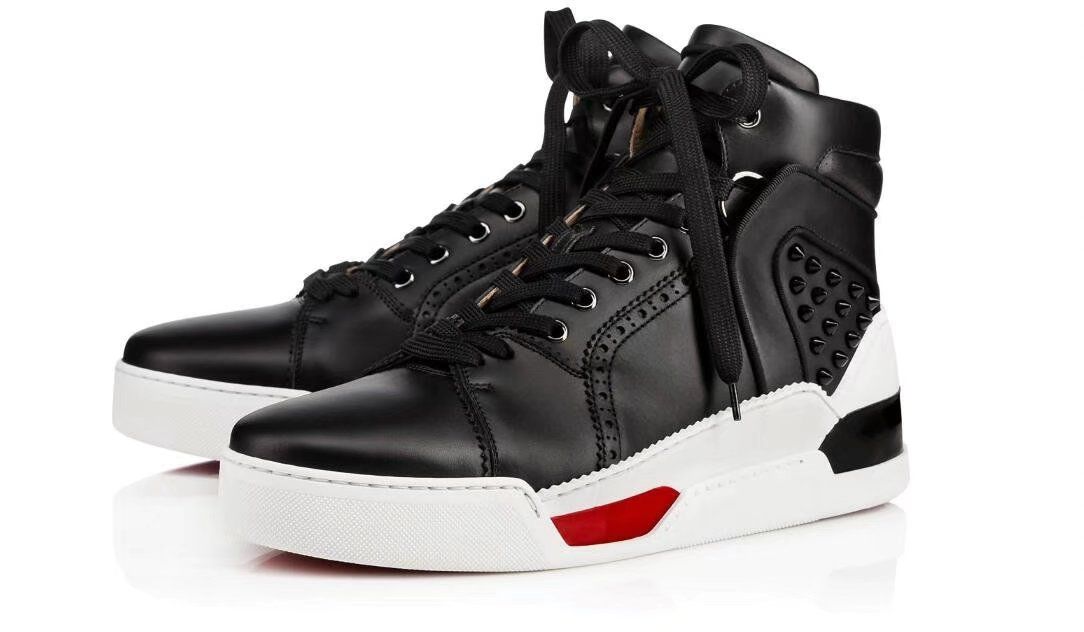 2018 New Designer Red Bottom Sneakers High Top Casual Shoe Ma Fashion Lace Up Patchwork Mixed