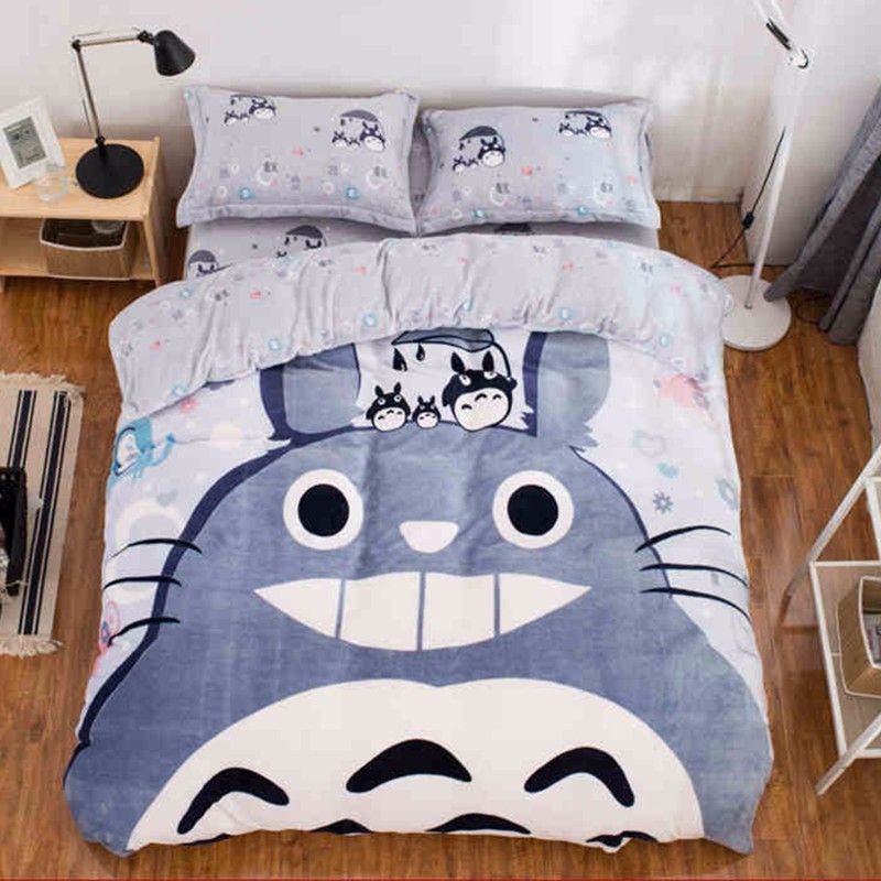 Winter Ro Oil Print Velvet Bedding Set Boys Girls Bedclothes Winter Ro Oil Print Velvet Bedding Set Boys Girls Bedclothes Kids Bed Linen Cartoon Duvet Cover Sheet Queen Twin Size White
