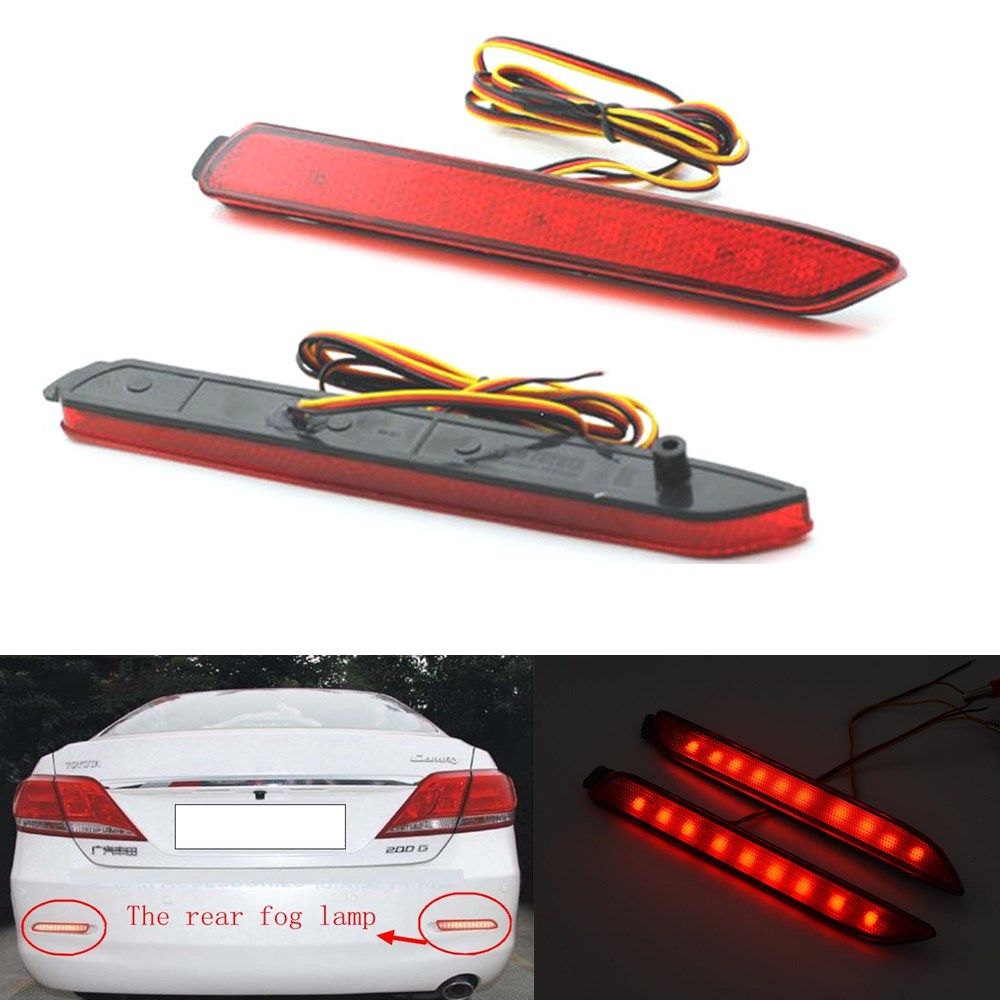 2018 LED Red Car Tail Light Parking Fog Lights Brake Rear Bumper