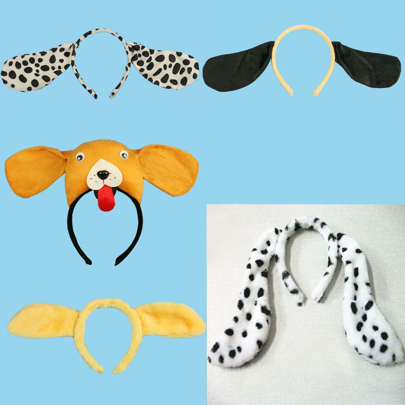 2018 Animal Dog Dalmatian Ear Headband Kids Tail Cosplay Performance
