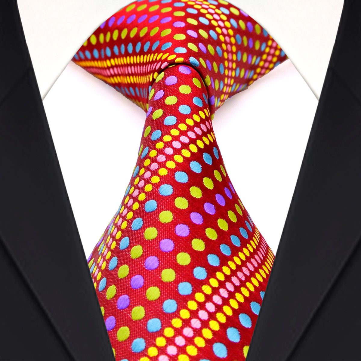 free shipping f4 red multicolor colorful polka dots stripes mens ties necktie 100 silk jacquard woven unique polka dot and stripe
