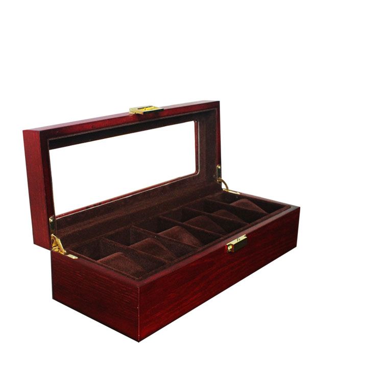 O melhor presente para a madeira luxuosa de Rosa / noz / a caixa de exposição de mogno do armazenamento da caixa para tipos olha 6 caixas de relógio das grades, transporte de OEMDrop