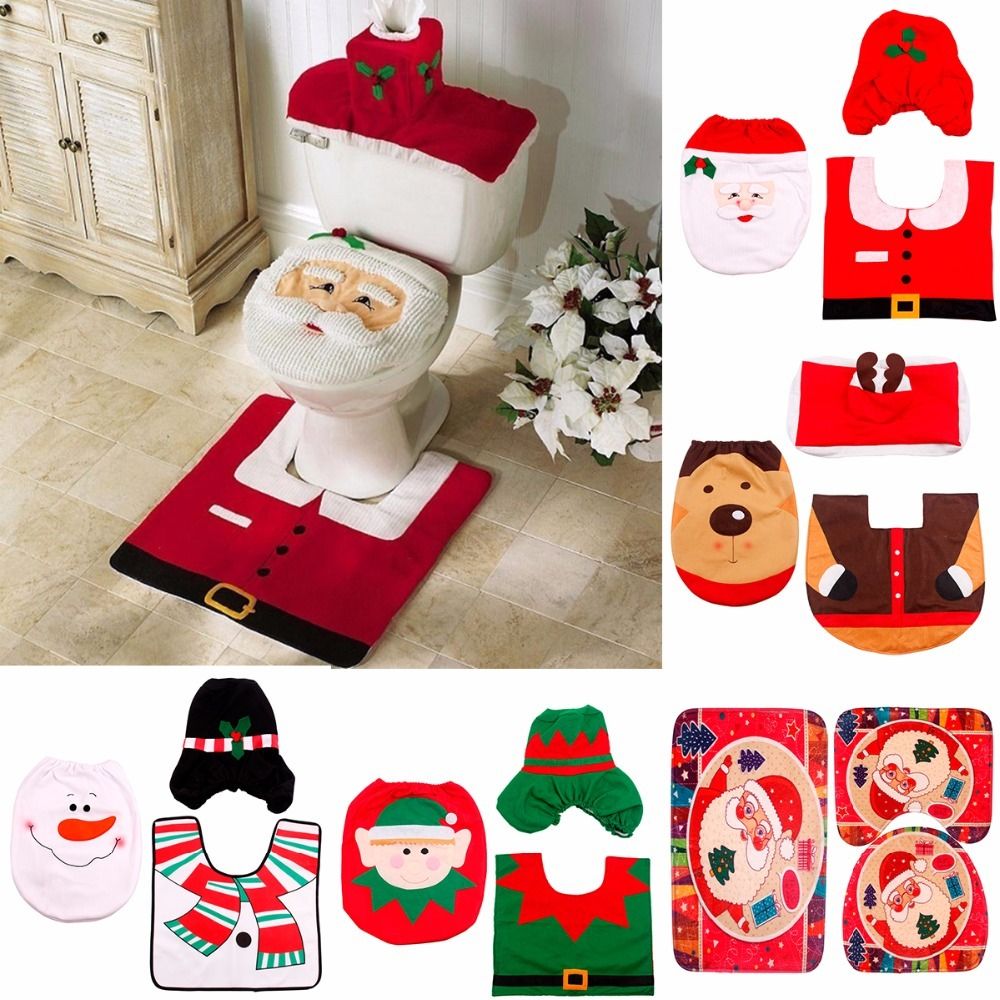 Best Fengrise Santa Claus Rug Toilet Seat Cover Bathroom Set Merry Christmas Decorations For Home New Year Navidad Decoration Hot Under $4 43