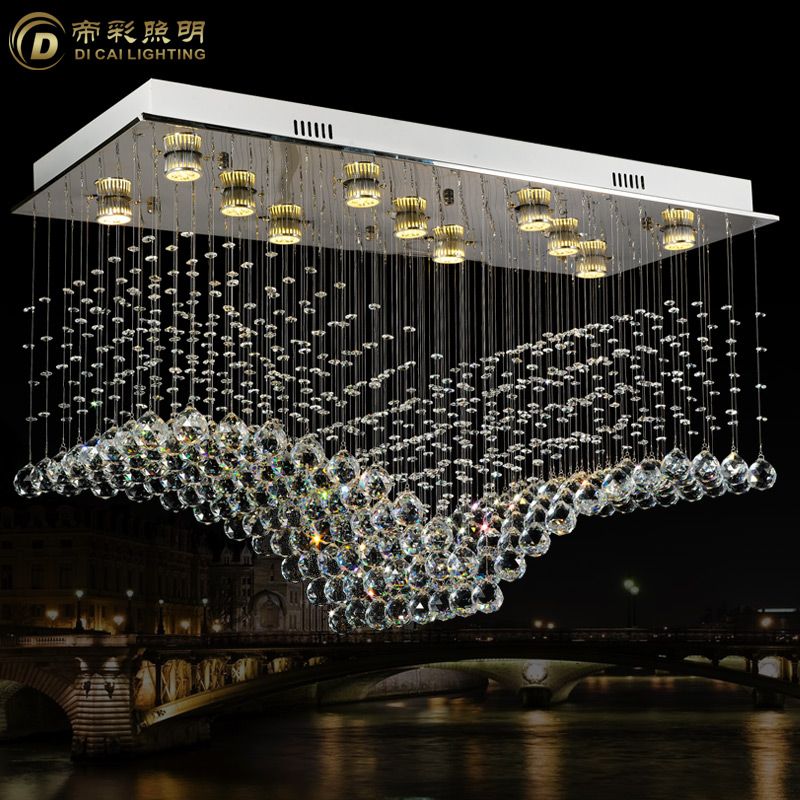 Modern Rectangular Crystal Chandelier Lamp Re De Cristal Modern Rectangular Crystal Chandelier Lamp Re De Cristal Lamparas Led Light Ac110 240v Foyer Chandeliers Promotion S Simple Ship