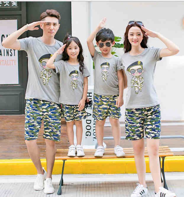 2016 family matching outfits mom daughter father son clothing set