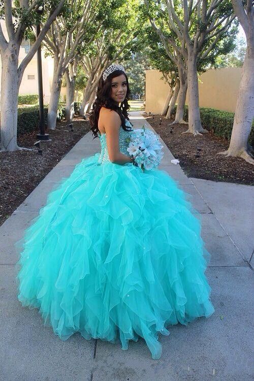 Compra Vestido De Bola De Organza Rosa Azul Vestidos De Quinceañera Nuevo  Vestido De Novia Con Cuentas De Lentejuelas Con Volantes A Largo Junior  Sweet 16 Vestido De Fiesta De Graduación Vestido