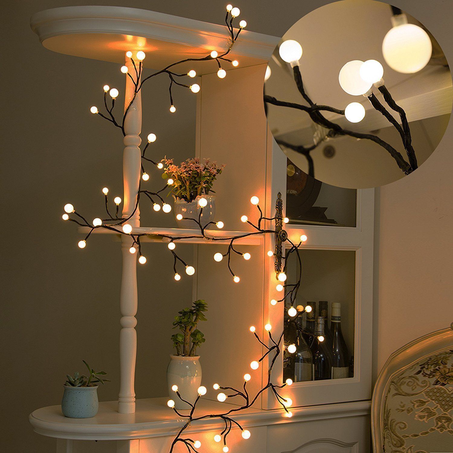 Globe String Lights, 8ft 72 LED Waterproof Outdoor Indoor Fairy Lights