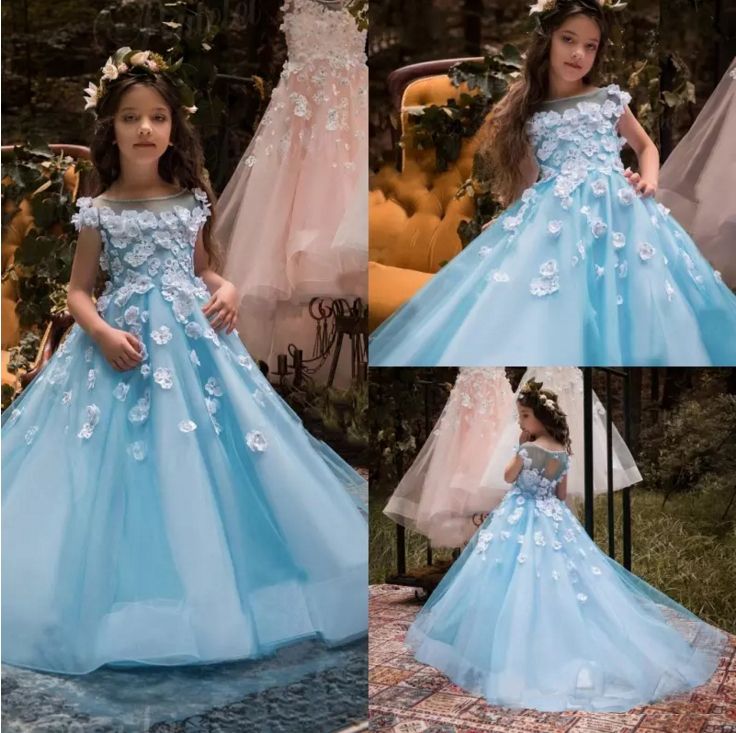 vestido de princesa infantil azul