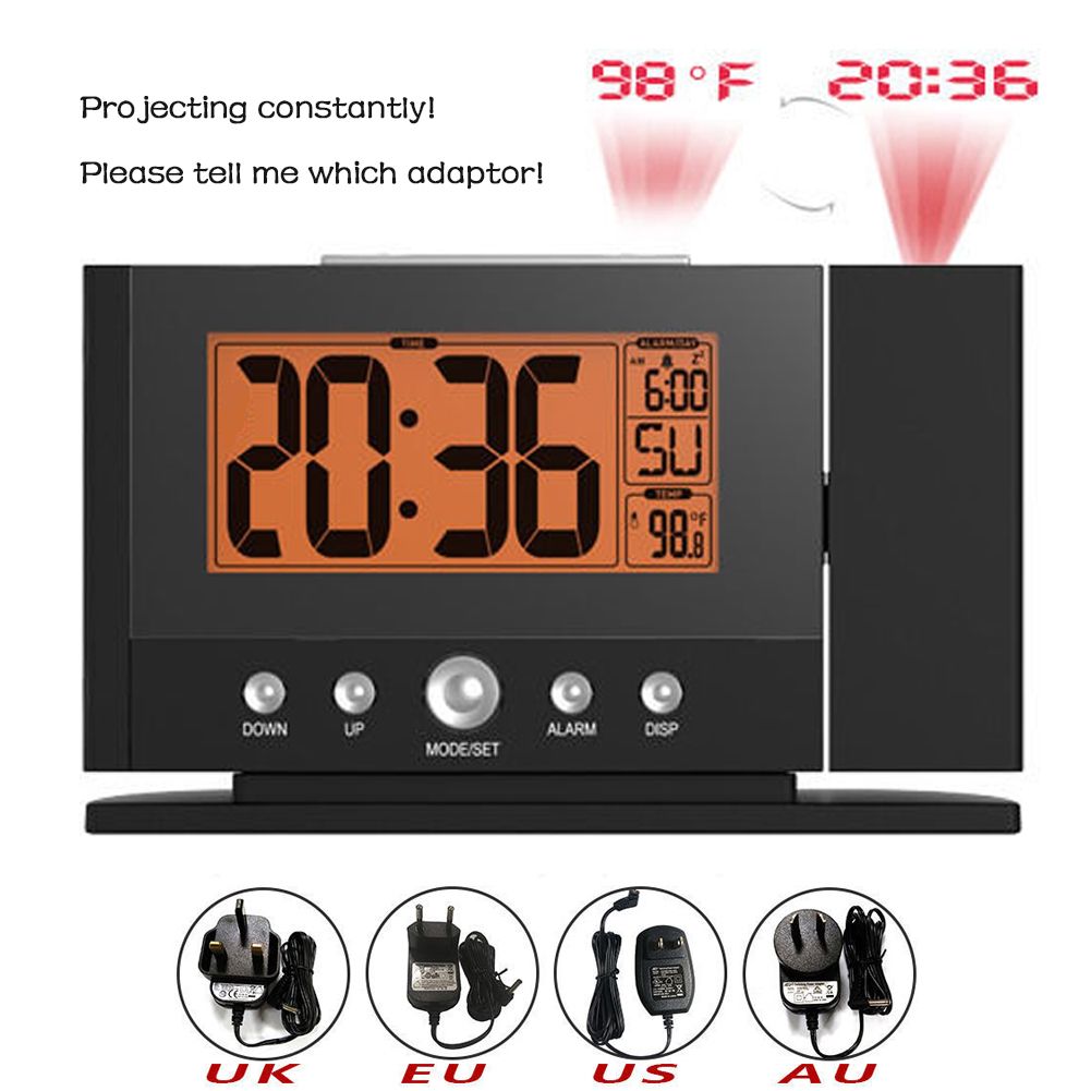Baldr Lcd Digital Display Indoor Temperature Time Watch Backlight Baldr Lcd Digital Display Indoor Temperature Time Watch Backlight Wall Ceiling Projection Snooze Alarm Clock With Adaptor Project