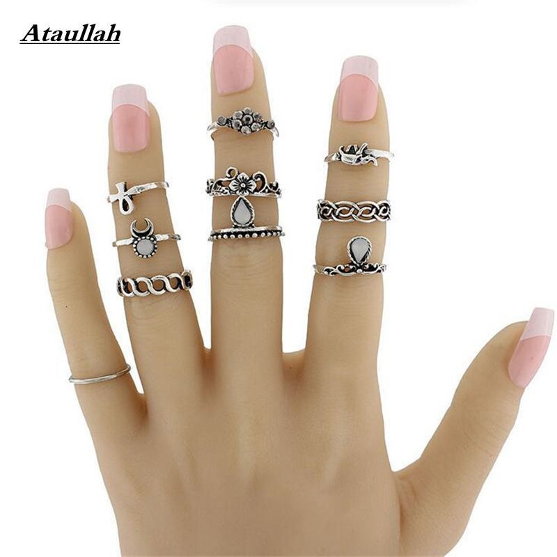 A Set Gold Plated Fashion Ring Set Steel Rings For Women Jewelry