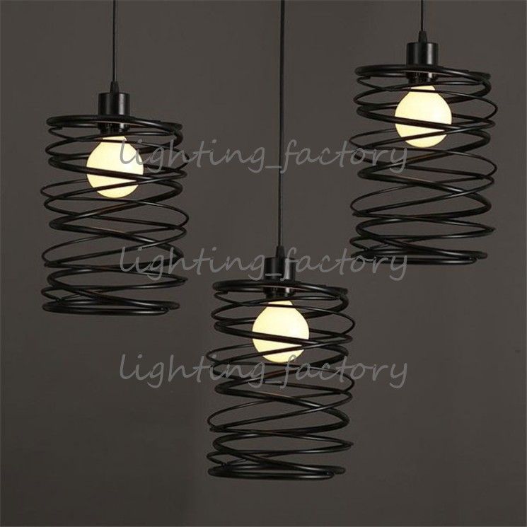 Spiral Pendant Light Fixture Design Ideas Whole Vintage Pendant Lights Led Lamp Metal Spiral Cage