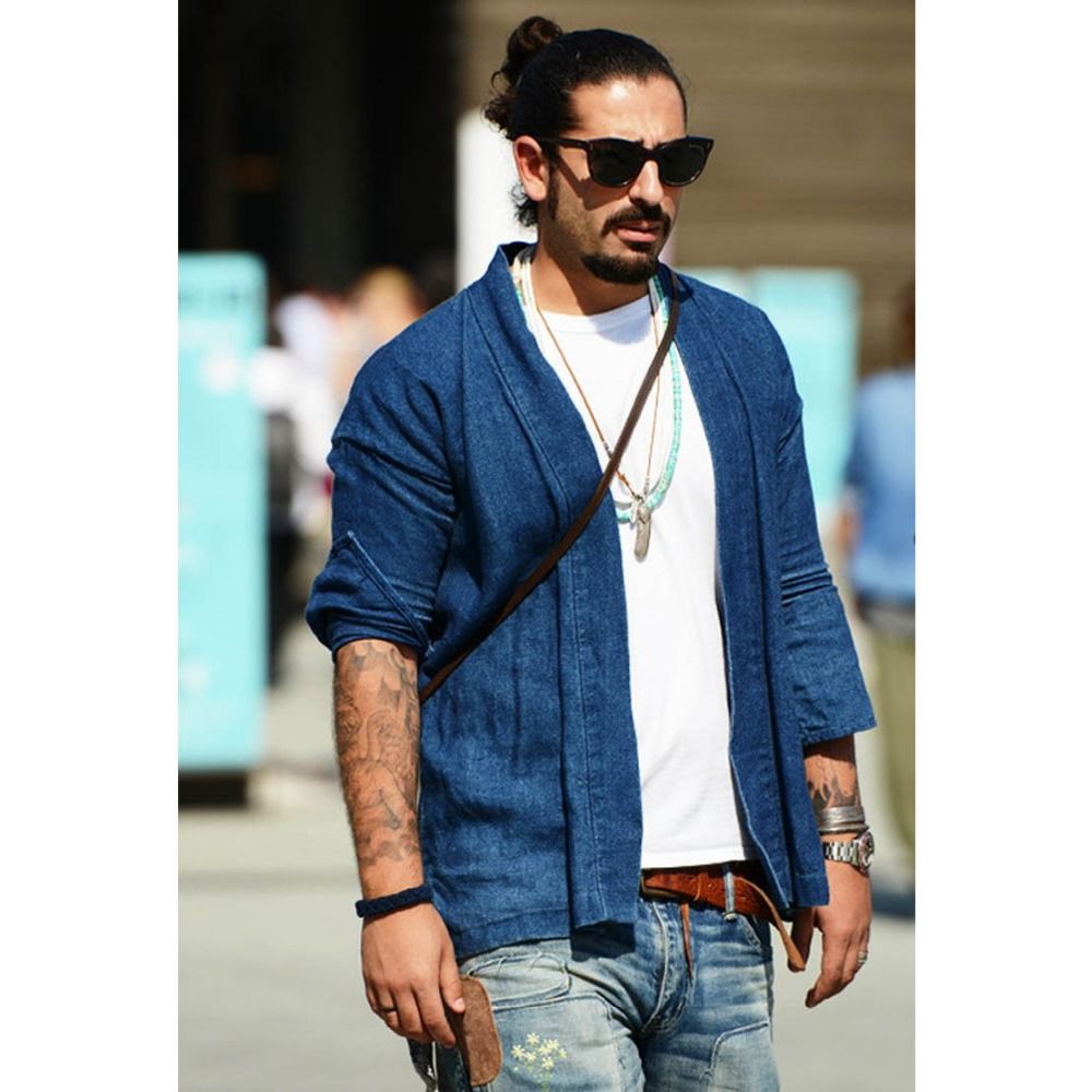 WholesaleKimono Shirts Men Fashion Designer Cool Men Japanese Clothes