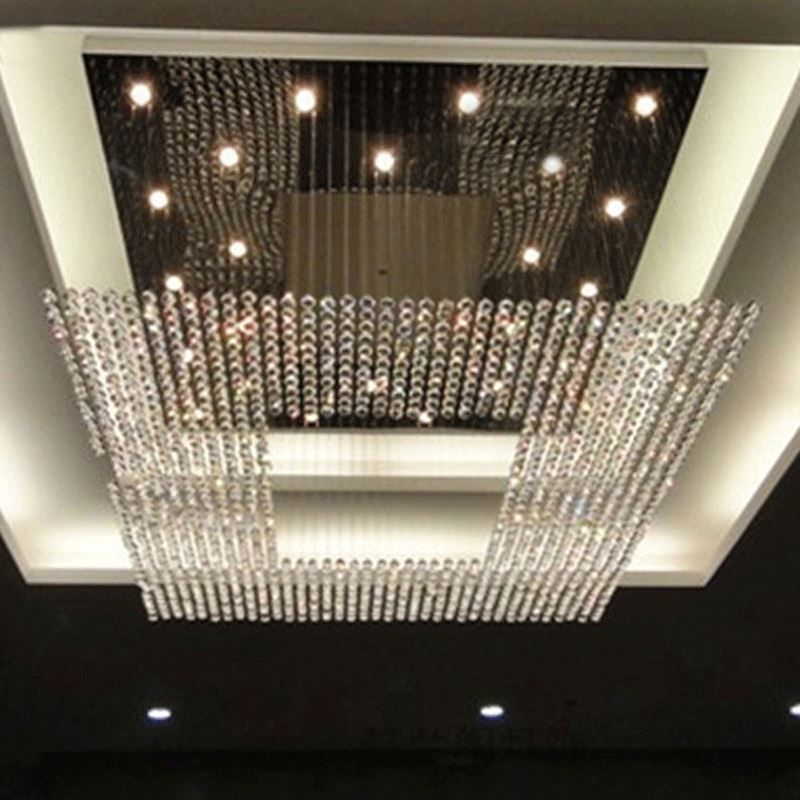 New Square Modern String Big Crystal Chandeliers Hotel Lobby New Square Modern String Big Crystal Chandeliers Hotel Lobby Chandelier Lighting For Bedroom Ceiling Fan With From Cedarlighting