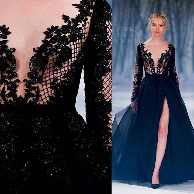 elie saab black lace dress