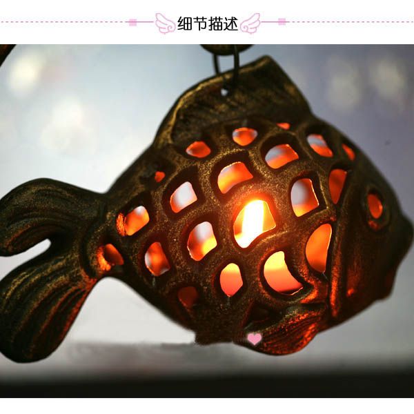 Cheap Vintage Cast Iron Garden Lantern Fish Form Japanese Lamp Table