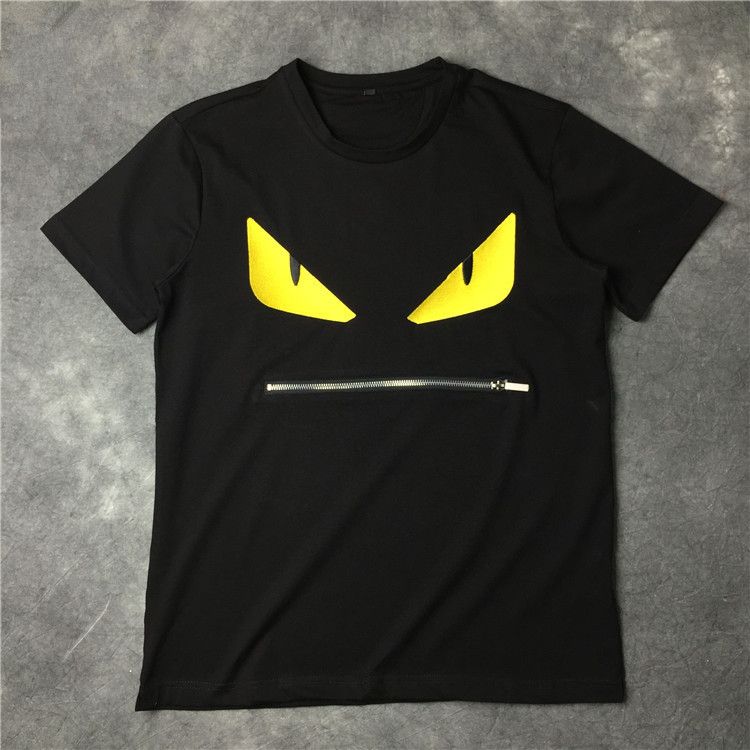 2016 Famous Brand Monster Eye Embroidery Men'S Black T Shirt 100% ...