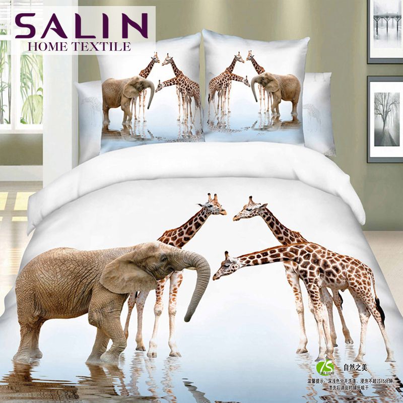 Salin 3d Animals Bedding Set Home Seagulls Swan Elephant Giraffe Salin 3d Animals Bedding Set Home Seagulls Swan Elephant Giraffe Duvet Cover Queen Size Bedclothes Toddler Navy Blue From Inqing