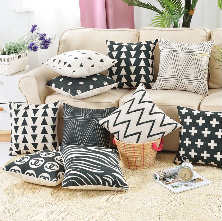 Black And White Triangle Cushion Cover Zebra Throw Pillow Case Dots Black And White Triangle Cushion Cover Zebra Throw Pillow Case Dots Cross Geometric Funda Cojin Almofadas Outside Chair Cushions Large Outdoor From