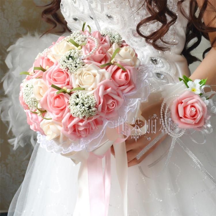 Beautiful Bridal Hand Holding Flowers Artificial Roses Flowers