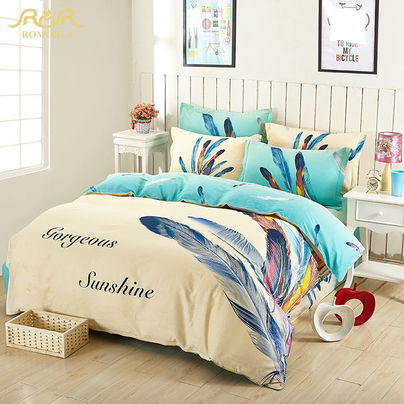 Romorus 2018 Popular Bedding Sets Queen Size 100 Cotton Football Romorus 2018 Popular Bedding Sets Queen Size 100 Cotton Football Flag Printed Duvet Quilt Covers Bedroom Set Home Textile Comforters Denim
