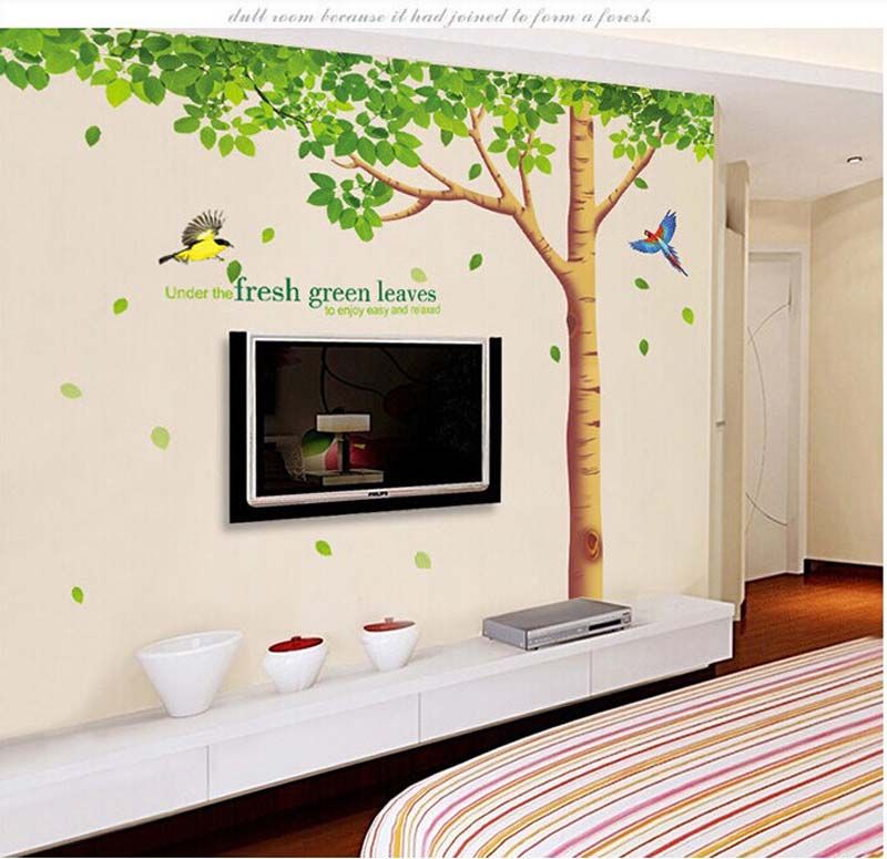 310x204cm Big Size Extra Large Wall Decals Fresh Green Leaves Plant