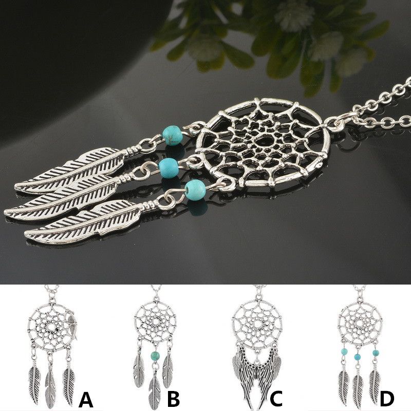 Collier en argent sterling 925 pour hommes pendentif en plume vintage avec turquoise et cha/îne en argent de 50 cm