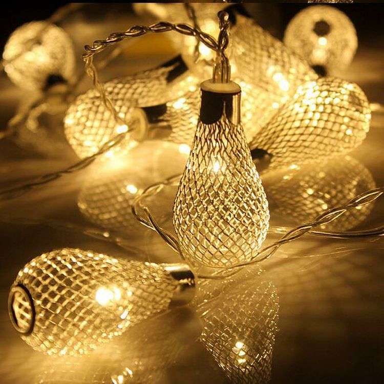 110v 220v led metal strings golden metal bulb lights warm white us
