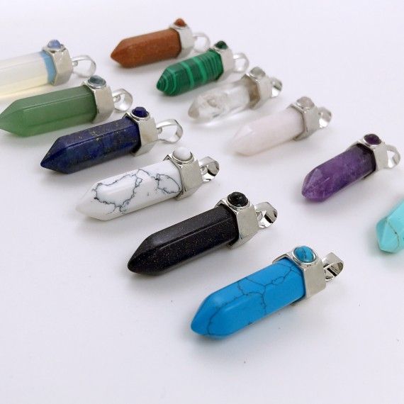 Whole Gemstone Healing Crystal Point Pendant Quartz Whole Gemstone Healing Crystal Point Pendant Quartz Pencil Silver Amethyst Aventurine Rose Blue Sandstone Yf02 Opal