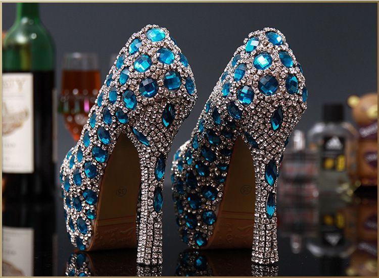 2016 Beautiful Blue Homecoming Shoes For Girls High Heels 14cm 12cm ...