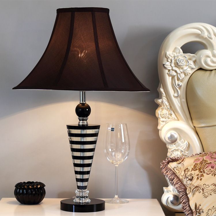 Luxury Crystal Table Lamp With Fabric Shade Bedside Light Bedroom Lamps E27 110v 220v Home Decor Lighting
