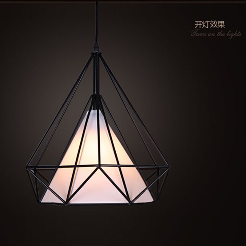 Modern Art Deco Black White Birdcage Pendant Lights Iron Minimalist Modern Art Deco Black White Birdcage Pendant Lights Iron Minimalist Retro Light Loft Pyramid Lamp Led Bedroom Kitchen Bar Cafe Glass Blown