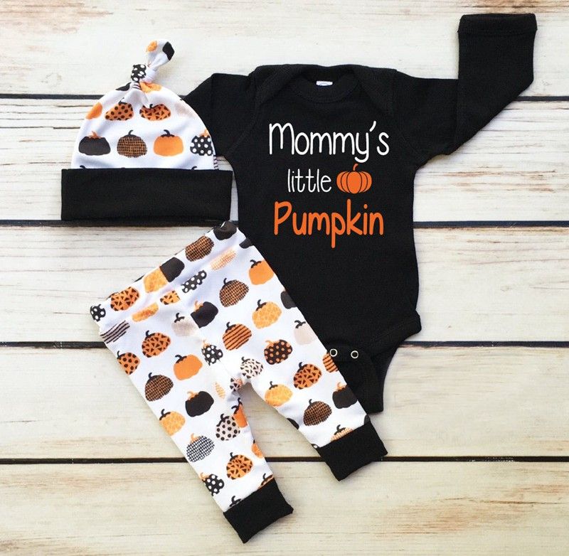 2020 INS Newborn Toddlers Infant Pumpkin Halloween Outfits Infant Baby Boys Girls Long Sleeve