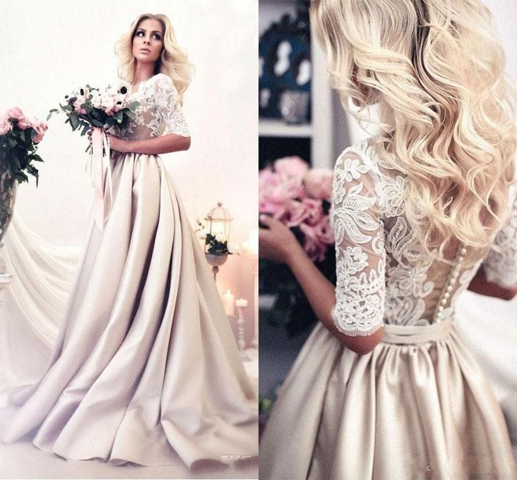 half lace half satin wedding dress