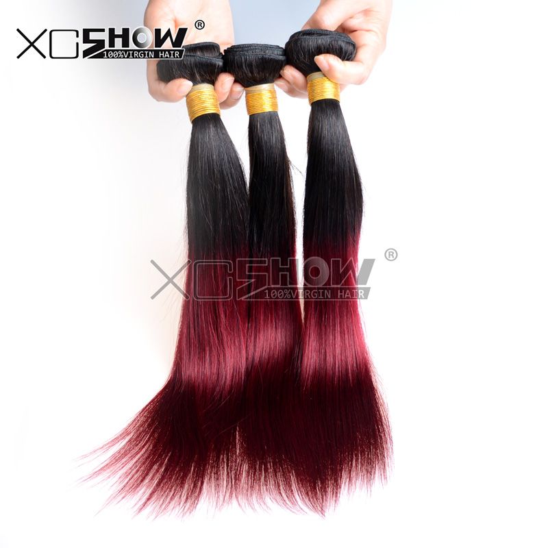 Ombre Brazilian Hair Straight Weave 7a Red Wine Hair Extensions