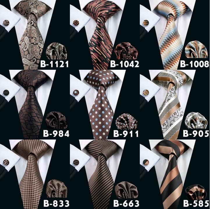 2019 Brown Mens Neck Tie Set High Quality Cheap Fashion Accessories