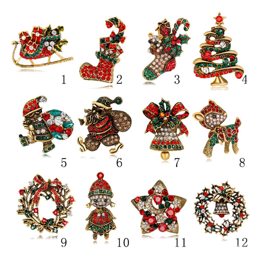 2018 New Xmas Gifts Jewelry Wholesale Christmas Tree Brooches Vintage Alloy Multicolor Crystal Christmas Brooch Bouquet Costume Pins In Stock From